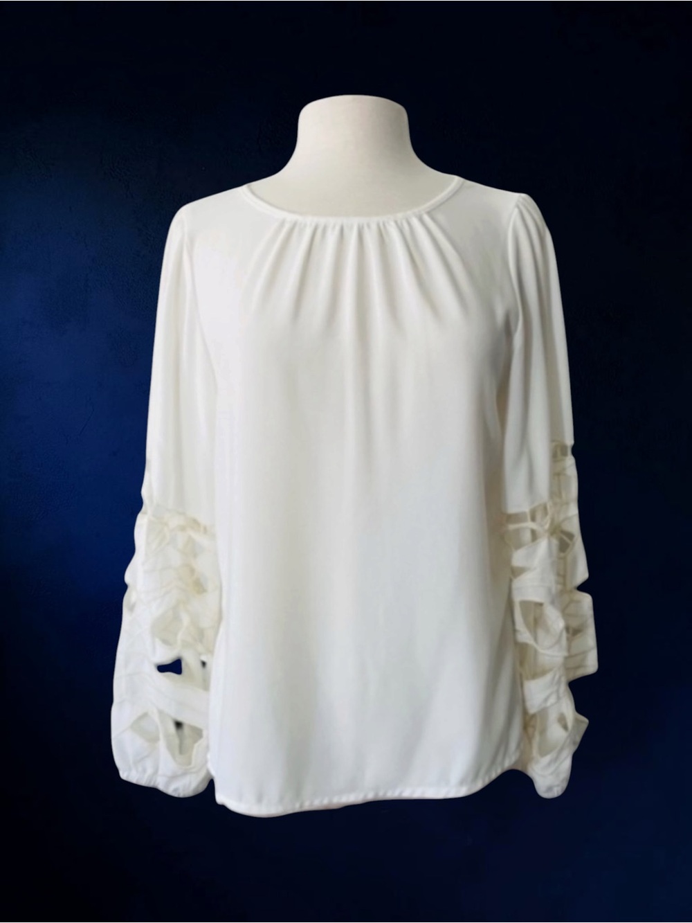 JOIE Womens Ivory Long Sleeve Laser Cutout Sleeve Blouse Top Size SMALL